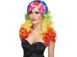 Curly Long Costume Wig Adult: Rainbow One Size Curly Long Costume Wig Adult: Rainbow One Size