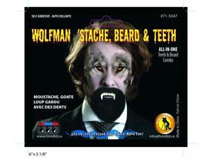 Wolfman Stache Moustache With Teeth Costume Accessory One Size Wolfman Stache Moustache With Teeth Costume Accessory One Size
