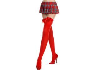 Opaque Vinyl Top Thigh Hi Nylon With Satin Bow Costume Hosiery One Size Opaque Vinyl Top Thigh Hi Nylon With Satin Bow Costume Hosiery One Size