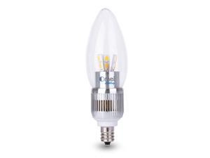 Omailighting E12 Dimmable 60W Equivalent - 7W LED 700 Lumens Round-top Clear Silver Base Candelabra Bulb Warm White 3000K Omailighting E12 Dimmable 60W Equivalent - 7W LED 700 Lumens Round-top Clear Silver Base Candelabra Bulb Warm White 3000K