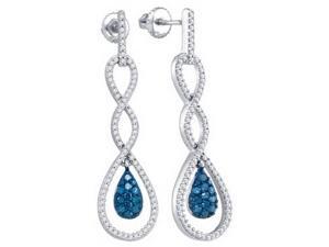 0.80ctw Blue & White Diamond Dangle Earrings 0.80ctw Blue & White Diamond Dangle Earrings