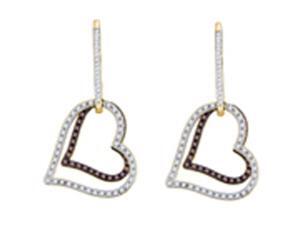 0.55ctw Champagne Cognac Brown & White Heart Shape Diamond Dangle Earrings 0.55ctw Champagne Cognac Brown & White Heart Shape Diamond Dangle Earrings