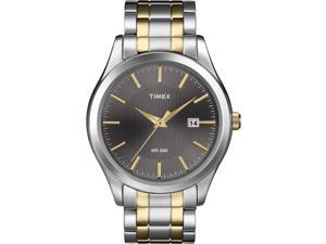 Timex Men's Elevated Classics | Two-Tone Band Black Dial Date Dress Watch T2N799 Timex Men's Elevated Classics | Two-Tone Band Black Dial Date Dress Watch T2N799