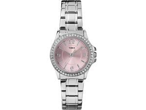 Timex Women's Swarovski Crystal Dress Fashion Quartz Watch Silver Band Pink Face Timex Women's Swarovski Crystal Dress Fashion Quartz Watch Silver Band Pink Face