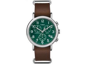 Timex Weekender Chronograph Oversized | Leather Strap Green Dial | TW2P97400 Timex Weekender Chronograph Oversized | Leather Strap Green Dial | TW2P97400