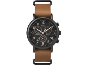 Timex Weekender Chronograph Oversized | Leather Strap Black Dial | TW2P97500 Timex Weekender Chronograph Oversized | Leather Strap Black Dial | TW2P97500