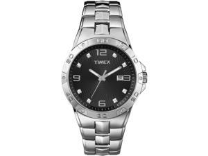 Timex Men's Swarovski Crystal Accents Silver-Tone Dress Watch Black Dial T2P261 Timex Men's Swarovski Crystal Accents Silver-Tone Dress Watch Black Dial T2P261