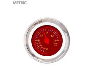 Aurora Instruments GAR242ZMXMABCE Turbo Gauge - Metric Omega Red , Red Modern Needles, Chrome Trim Rings Aurora Instruments GAR242ZMXMABCE Turbo Gauge - Metric Omega Red , Red Modern Needles, Chrome Trim Rings