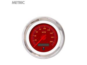 Aurora Instruments GAR242ZMXHABCE Speedometer Gauge - Metric Omega Red , Red Modern Needles, Chrome Trim Aurora Instruments GAR242ZMXHABCE Speedometer Gauge - Metric Omega Red , Red Modern Needles, Chrome Trim