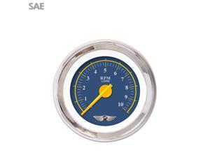 Aurora Instruments GAR244ZEAIABCI Tachometer Gauge with emblem - Omega Blue , Yellow Modern Needles, Chrome Trim Aurora Instruments GAR244ZEAIABCI Tachometer Gauge with emblem - Omega Blue , Yellow Modern Needles, Chrome Trim