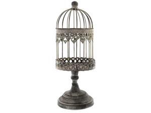 Antique Beige Small Iron Bird Cage on Stand Antique Beige Small Iron Bird Cage on Stand