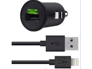 BELKIN F8J090bt04-BLK Black 2.1 Amp Car Charger + Lightning ChargeSync Cable BELKIN F8J090bt04-BLK Black 2.1 Amp Car Charger + Lightning ChargeSync Cable