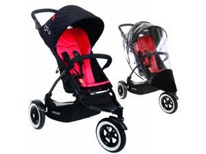 Phil & Teds DOT Stroller With Weather Cover - Chilli Phil & Teds DOT Stroller With Weather Cover - Chilli