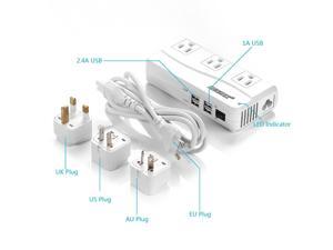 BESTEK Portable International Travel Adaptor Voltage Converter 220V to 110V with Interchangeable Worldwide UK/US/AU/EU Plugs + 4 USB(6A Max) Charging Ports for iPhone, iPad, Samsung, Tablets BESTEK Portable International Travel Adaptor Voltage Converter 220V to 110V with Interchangeable Worldwide UK/US/AU/EU Plugs + 4 USB(6A Max) Charging Ports for iPhone, iPad, Samsung, Tablets