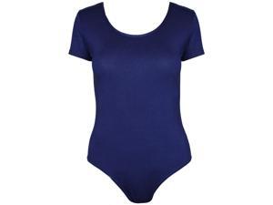 Womens Basic Short Sleeve Scoop Neck Snap Crotch Leotard Womens Basic Short Sleeve Scoop Neck Snap Crotch Leotard