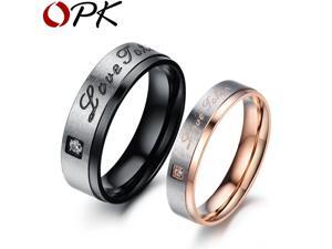 OPK LOVE TOKEN Fashion Black Steel Couple Ring Fashion Cubic Zirconia Diamond Crystal Women Men Weddding Jewelry GJ416 OPK LOVE TOKEN Fashion Black Steel Couple Ring Fashion Cubic Zirconia Diamond Crystal Women Men Weddding Jewelry GJ416