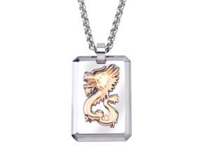 Men's Rose plated Tungsten and Steel Dragon Dog Tag Necklace Men's Rose plated Tungsten and Steel Dragon Dog Tag Necklace