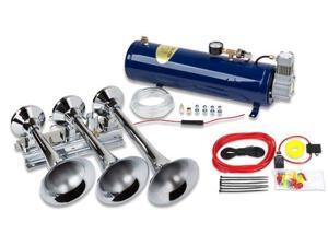 Full-Size Triple Train Air Horn - All Metal with 130 PSI Compressor and Air Tank Full-Size Triple Train Air Horn - All Metal with 130 PSI Compressor and Air Tank