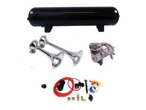 Train Horn Kit w/ 2 Trumpets 13" and 17", 200 PSI Max Compressor, 4 Gallon Tank Train Horn Kit w/ 2 Trumpets 13" and 17", 200 PSI Max Compressor, 4 Gallon Tank