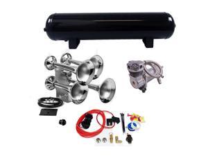 Giant Quad Train Horn Kit Complete Package w/ 200 PSI Compressor 4 Gallon Tank Giant Quad Train Horn Kit Complete Package w/ 200 PSI Compressor 4 Gallon Tank