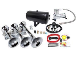 Triple Train Horn for Car & Truck Flat Mount Sealed 120 PSI Air System Triple Train Horn for Car & Truck Flat Mount Sealed 120 PSI Air System
