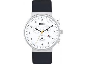 Braun BN-35WH Men's Stainless Black Leather Band White Dial Watch Braun BN-35WH Men's Stainless Black Leather Band White Dial Watch