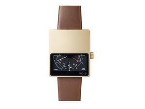 Void V02MKII-GO/LB Unisex Stainless Steel Brown Leather Band Black Dial Watch Void V02MKII-GO/LB Unisex Stainless Steel Brown Leather Band Black Dial Watch