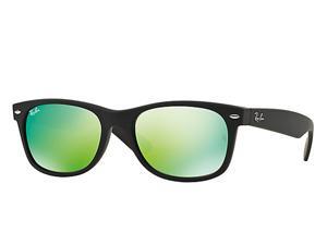 Ray Ban RB2132-622/19/55 Unisex Black Frame Green Flash Lens Wayfarer Sunglass Ray Ban RB2132-622/19/55 Unisex Black Frame Green Flash Lens Wayfarer Sunglass