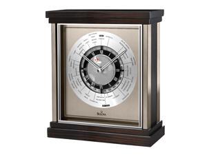 Bulova B2258 Wyndmere World Time Zebra Hardwood Case Silver Dial Wood Tabletop Clock Bulova B2258 Wyndmere World Time Zebra Hardwood Case Silver Dial Wood Tabletop Clock