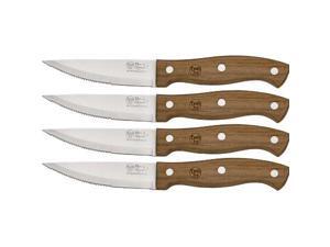 Hen & Rooster Knives I030 Four Piece Jumbo Steak Knife Set with Triple Riveted Brown Wood Handles HRI030 Hen & Rooster Knives I030 Four Piece Jumbo Steak Knife Set with Triple Riveted Brown Wood Handles HRI030