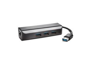 Kensington UA3000E USB 3.0 Ethernet Adapter & 3-Port Hub — Black Kensington UA3000E USB 3.0 Ethernet Adapter & 3-Port Hub — Black