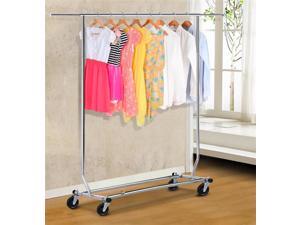 Yaheetech 250LBS Heavy Duty Commercial Clothing Garment Rolling Collapsible Rack Chrome US Yaheetech 250LBS Heavy Duty Commercial Clothing Garment Rolling Collapsible Rack Chrome US