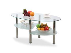 Yaheetech 3 Tier Modern Living Room Oval Glass Coffee Table Round Glass Side End Tables with Chrome Finish Legs Cocktail Table Yaheetech 3 Tier Modern Living Room Oval Glass Coffee Table Round Glass Side End Tables with Chrome Finish Legs Cocktail Table