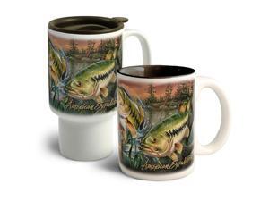 American Expedition Bass Collage Home&Away Stoneware Mug Set American Expedition Bass Collage Home&Away Stoneware Mug Set