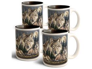 American Expedition Collage Coffee Mugs - Wolf - 4 Set American Expedition Collage Coffee Mugs - Wolf - 4 Set