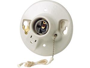 Leviton 014-9726-C Porcelain Grounded Pull Chain Lampholders and Side Outlet Leviton 014-9726-C Porcelain Grounded Pull Chain Lampholders and Side Outlet