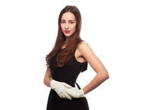 Wrist Length Silk Lined Leather Gloves with Pearl Button (Size 7.5) Wrist Length Silk Lined Leather Gloves with Pearl Button (Size 7.5)