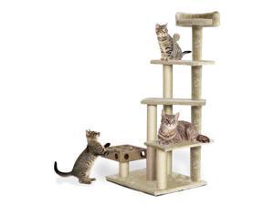 Furhaven Tiger Tough Cat Tree Tower Scratcher Play Stairs with Cat IQ Busy Box Cream Furhaven Tiger Tough Cat Tree Tower Scratcher Play Stairs with Cat IQ Busy Box Cream