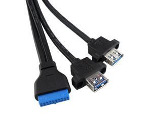 Dual Ports USB 3.0 Female Screw Mount Panel Type to Motherboard 20Pin Cable 70cm Dual Ports USB 3.0 Female Screw Mount Panel Type to Motherboard 20Pin Cable 70cm