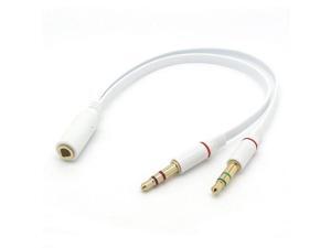 White Dual 3.5mm Male to Single Female Headphone Microphone Audio Splitter Cable White Dual 3.5mm Male to Single Female Headphone Microphone Audio Splitter Cable