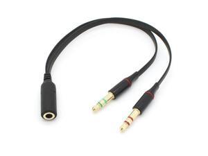 Black Dual 3.5mm Male to Single Female Headphone Microphone Audio Splitter Cable Black Dual 3.5mm Male to Single Female Headphone Microphone Audio Splitter Cable