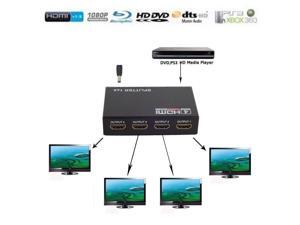 Foxnovo 1 in 4 out Full HD 1080P 3D HDMI Splitter 4 Port Hub Repeater Amplifier with US-plug Power Adapter (Black) Foxnovo 1 in 4 out Full HD 1080P 3D HDMI Splitter 4 Port Hub Repeater Amplifier with US-plug Power Adapter (Black)