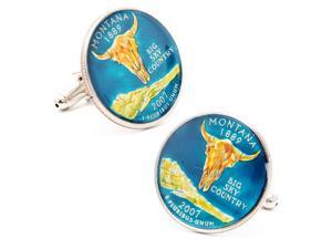 Hand Painted Montana State Quarter Cufflinks Hand Painted Montana State Quarter Cufflinks