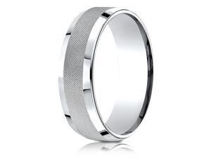 18 Karat White Gold 7mm Comfort-Fit Cross Hatch Center Design Band Ring 18 Karat White Gold 7mm Comfort-Fit Cross Hatch Center Design Band Ring