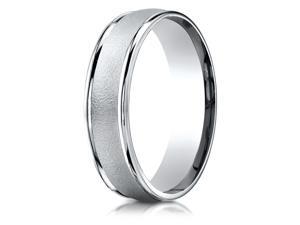 14K White Gold 6mm Comfort-Fit Wired-Finished Round Edge Carved Design Band Ring 14K White Gold 6mm Comfort-Fit Wired-Finished Round Edge Carved Design Band Ring