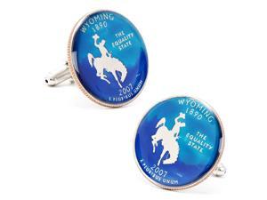 Hand Painted Wyoming State Quarter Cufflinks Hand Painted Wyoming State Quarter Cufflinks