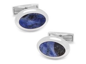 Silver and Sodalite Oval Cufflinks Silver and Sodalite Oval Cufflinks