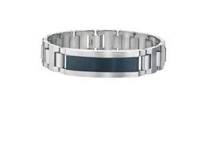 Men's White Tungsten with Black Carbon Fiber ID Style Link Bracelet Men's White Tungsten with Black Carbon Fiber ID Style Link Bracelet
