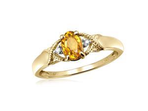 1/2 CT TW Citrine Yellow Sterling Silver Ring with Diamond Accents by JewelonFire 1/2 CT TW Citrine Yellow Sterling Silver Ring with Diamond Accents by JewelonFire