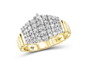 1 CT Diamond Gold-Plated Sterling Silver Domed Textured Fashion Ring by JewelonFire 1 CT Diamond Gold-Plated Sterling Silver Domed Textured Fashion Ring by JewelonFire